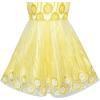 Sunny Fashion Girls Dress Tulle Bridal Lace with Flower Detailing Purple 4-14(Yellow)