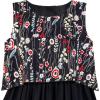Sunny Fashion Girls Dress Turn-Down Collar Flower Chiffon Party Black Size 7-14