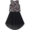 Sunny Fashion Girls Dress Turn-Down Collar Flower Chiffon Party Black Size 7-14