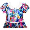 Sunny Fashion Girls Dress Turn-Down Collar Striped Blooming Rose Flower