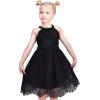 Sunny Fashion Girls Dress Turquoise Embroidered Halter Dress Party(Black)