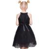 Sunny Fashion Girls Dress Turquoise Embroidered Halter Dress Party(Black)