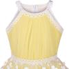 Sunny Fashion Girls Dress Turquoise Embroidered Halter Dress Party(Dark Yellow)