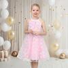 Sunny Fashion Girls Dress Turquoise Embroidered Halter Dress Party(Light Pink)