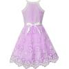 Sunny Fashion Girls Dress Turquoise Embroidered Halter Dress Party(Purple)