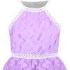 Sunny Fashion Girls Dress Turquoise Embroidered Halter Dress Party(Purple Butterfly)