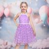 Sunny Fashion Girls Dress Turquoise Embroidered Halter Dress Party(Purple Butterfly)