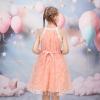 Sunny Fashion Girls Dress Turquoise Embroidered Halter Dress Party(Salmon Pink)