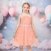 Sunny Fashion Girls Dress Turquoise Embroidered Halter Dress Party(Salmon Pink)