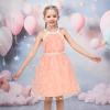 Sunny Fashion Girls Dress Turquoise Embroidered Halter Dress Party(Salmon Pink)