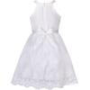 Sunny Fashion Girls Dress Turquoise Embroidered Halter Dress Party(White)