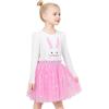 Sunny Fashion Girls Dress Unicorn Embroidered Rainbow Holiday Party Halloween(Pink Bunny Set)