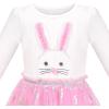 Sunny Fashion Girls Dress Unicorn Embroidered Rainbow Holiday Party Halloween(Pink Bunny Set)