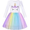 Sunny Fashion Girls Dress Unicorn Embroidered Rainbow Holiday Party Halloween(Rainbow Unicorn)