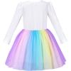 Sunny Fashion Girls Dress Unicorn Embroidered Rainbow Holiday Party Halloween(Rainbow Unicorn)