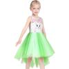 Sunny Fashion Girls Dress Unicorn Rainbow Tulle Unicorn Headband Party Size 4-10(Green Set)