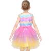 Sunny Fashion Girls Dress Unicorn Rainbow Tulle Unicorn Headband Party Size 4-10(Rainbow Set Bag)