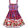 Sunny Fashion Girls Dress Vintage Flower Print Fit and Flare Birthday Dress