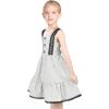Sunny Fashion Girls Dress White Black Plaid 1950s Vintage Strap Sleeveless Casual(Black)