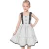 Sunny Fashion Girls Dress White Black Plaid 1950s Vintage Strap Sleeveless Casual(Black)