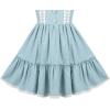 Sunny Fashion Girls Dress White Black Plaid 1950s Vintage Strap Sleeveless Casual(Blue)