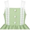 Sunny Fashion Girls Dress White Black Plaid 1950s Vintage Strap Sleeveless Casual(Green)