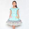 Sunny Fashion Girls Dress White Button Casual Short Sleeve Everyday Size 6-14(Blue)