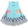 Sunny Fashion Girls Dress White Button Casual Short Sleeve Everyday Size 6-14(Blue)