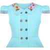 Sunny Fashion Girls Dress White Button Casual Short Sleeve Everyday Size 6-14(Blue)