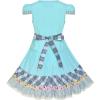 Sunny Fashion Girls Dress White Button Casual Short Sleeve Everyday Size 6-14(Blue)