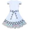 Sunny Fashion Girls Dress White Button Casual Short Sleeve Everyday Size 6-14(White)