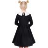 Sunny Fashion Girls Dress White Collar Long Sleeve Daily Cozy Cotton Casual Dress Size 5-10(Black)