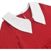Sunny Fashion Girls Dress White Collar Long Sleeve Daily Cozy Cotton Casual Dress Size 5-10(Dark Red)