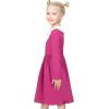 Sunny Fashion Girls Dress White Collar Long Sleeve Daily Cozy Cotton Casual Dress Size 5-10(Pink White Collar)