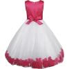 Sunny Fashion Girls Dress White Pink Flower Wedding Bridesmaid Holiday