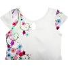 Sunny Fashion Girls Dress White Satin Flower Print Cap Sleeve Party Beach 4-14