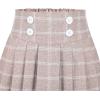 Sunny Fashion Girls Skirt Beige Pleated Bow Tie Back School Uniform Size 6-14(Beige Plaid)