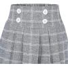 Sunny Fashion Girls Skirt Beige Pleated Bow Tie Back School Uniform Size 6-14(Gray Plaid)
