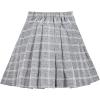 Sunny Fashion Girls Skirt Beige Pleated Bow Tie Back School Uniform Size 6-14(Gray Plaid)