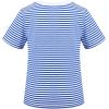 Sunny Fashion Girls T-Shirt Crop Top Brown Lettuce Trim Ribbed Knit Button Casual(Blue Striped)