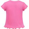 Sunny Fashion Girls T-Shirt Crop Top Brown Lettuce Trim Ribbed Knit Button Casual(Pink)
