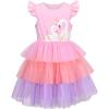 Girls Dress Pink Tutu Unicorn Dancing Tiered Skirt Ballet Birthday Party 3-7(Pink Swan)