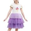 Girls Dress Pink Tutu Unicorn Dancing Tiered Skirt Ballet Birthday Party 3-7(Purple Ice Cream)