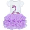 Girls Dress Pink Tutu Unicorn Dancing Tiered Skirt Ballet Birthday Party 3-7(Purple Swan)
