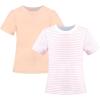 Sunny Fashion 2 Pack Girls T-Shirt Top Tee Solid Striped Basic Cozy Cotton Essential(Light Pink)