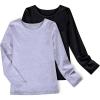 Sunny Fashion 2 Pack Girls Top Tee Shirt Base Layer Comfort Cotton Soft(Black)