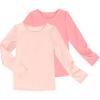 Sunny Fashion 2 Pack Girls Top Tee Shirt Base Layer Comfort Cotton Soft(Light Pink Dark Pink)