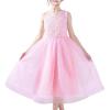 Sunny Fashion Flower Girl Dress Ivory Sequin Bridesmaid Wedding Party Size 6-12(Pink)