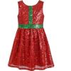 Sunny Fashion Flower Girl Dress Lace Sequin Flare Pink Wedding Party Size 5-12(Red)
