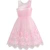 Sunny Fashion Flower Girl Dress One Shoulder Lace Embroidered Flower Pageant(Rose Pink)